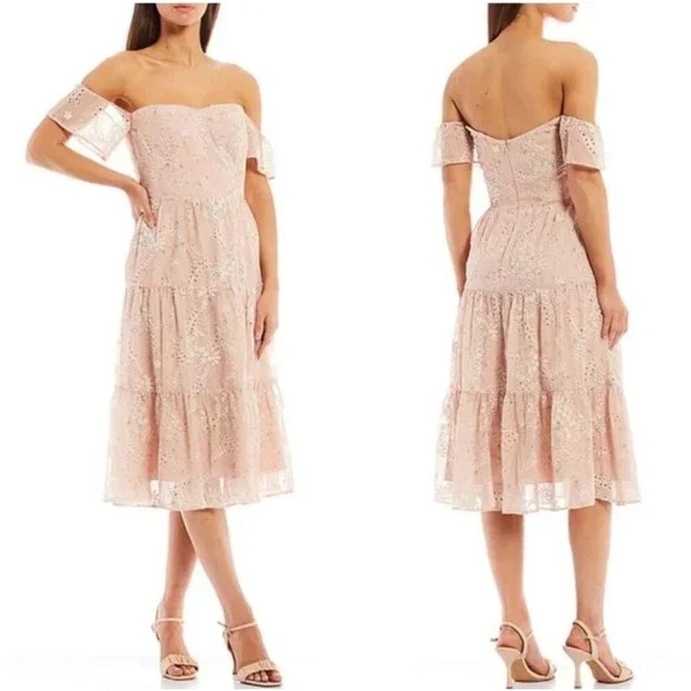 Dress The Population River Floral Schiffli Fit & Flare Dress Size S